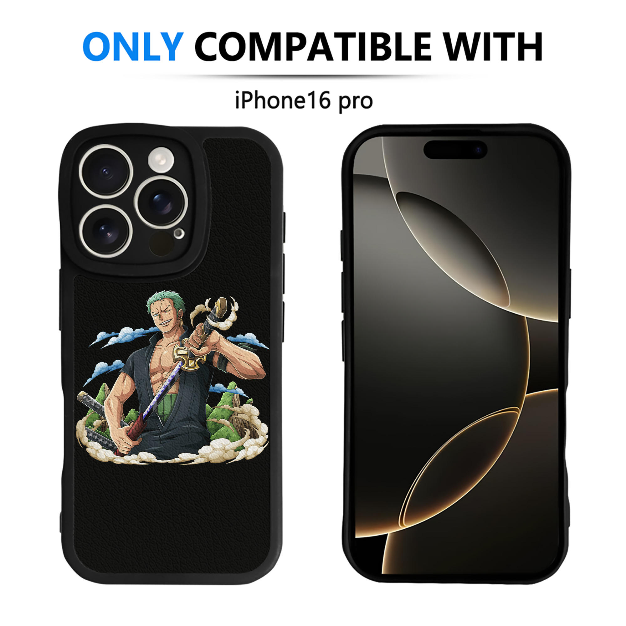 （画像用） ワンピース ロロノア・ゾロ ONE PIECE Roronoa Zoro 【iPhone 16シリーズ対応】シリコンスマホケース（レザー調） 材質：シリコン